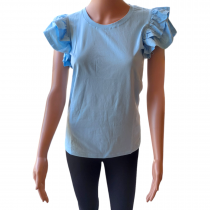 Дамска блуза с къдрав ръкав едноцветна - размери S/M, L/XL, различни цветове