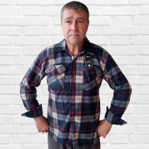 Мъжка риза каре с полар и копчета - размери  XL, 2XL, 3XL, 4XL, 5XL