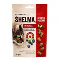 Лакомство за котки Шелма / Shelma 60 грама хапки джоб с вкус на говеждо месо и боравинки