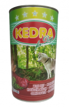 Храна за кучета Кедра / Kedra консерва 1.240 килограма с вкус на говеждо месо х 24 броя
