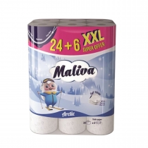Тоалетна хартия Малива / Maliva Arctic 24+6 броя, 3-пласта