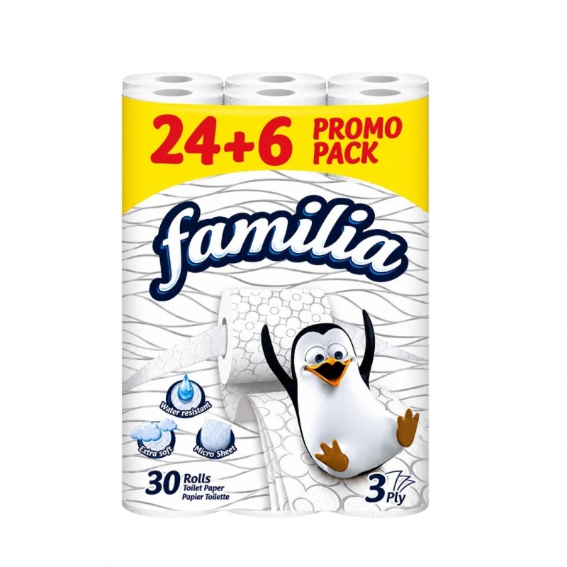 Тоалетна хартия Фамилия / Familia 24 + 6 броя, 3-пласта