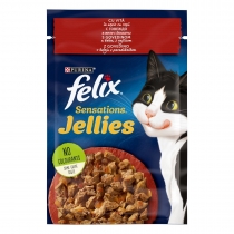 Храна за котки Феликс Сенсейшън / Felix Sensations пауч 0.85 грама с вкус на говеждо месо и домати в желе