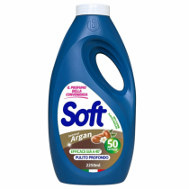 Течен перилен препарат Софт / Soft 2.250 литра за бели и цветни дрехи, 50 дози с арганово масло