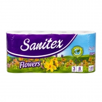 Тоалетна хартия Санитекс / Sanitex Flowers х 24 броя в стек / цена за стек /