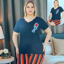 Дамска лятна пижама - размери 3XL, 4XL