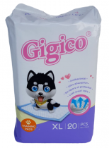 Хигиенни подложки / пелени за домашни любимци "Gigico", размер "XL", 60 х 90 сантиметра, 20 броя