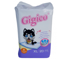 Хигиенни подложки / пелени за домашни любимци "Gigico", размер "XL", 60 х 90 сантиметра, 20 броя