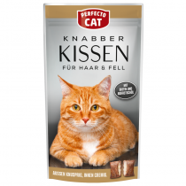 Лакомство за котки Перфекто Кет 50 грама хапки джоб кожа и козина / Perfecto Cat Knabber Kissen Haar & Fell