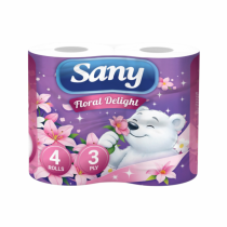 Тоалетна хартия Сани / Sany Floral ароматизирана, 3-пласта, 300 грама х 36 броя в стек / цена за стек /