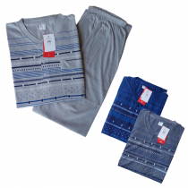 Мъжка пижама с къс ръкав и дълъг панталон - размер M, L, XL, 2XL