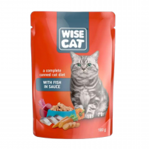 Пауч за котки Wise Cat 100 грама с вкус на риба в сос грейви х 24 броя в кутия