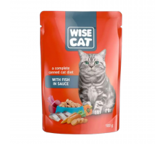 Пауч за котки Wise Cat 100 грама с вкус на риба в сос грейви х 24 броя в кутия