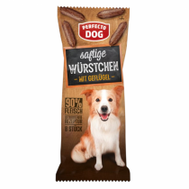 Лакомство за кучета Перфекто дог / Perfecto dog саламчета 60 грама, 8 броя с вкус на пилешко месо