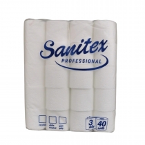 Тоалетна хартия Санитекс / Sanitex Professional х 40 броя, 3-пласта, 60 грама, бяла / цена за стек /