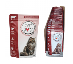 Пауч за котка Кет Джой / Cat Joy 85 грама с вкус на говеждо месо х 24 броя в кутия