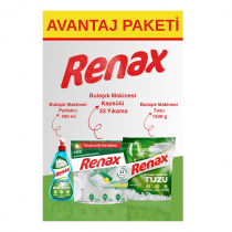 Комплект за съдомиялна машина Ренакс / Renax - таблетки х 33 броя, сол 1500 грама, препарат за блясък 400 милилитра