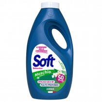 Течен перилен препарат Софт / Soft 2.250 литра за бели и цветни дрехи, 50 дози с аромат muschio