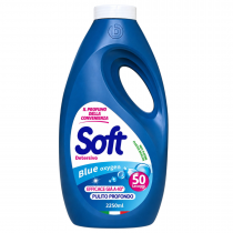 Течен гел за пране Софт / Soft Blue oxygen 2.250 литра за бели и цветни дрехи, 50 дози
