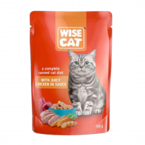 Пауч за котки Wise Cat 100 грама с вкус на пилешко месо в сос грейви х 24 броя в кутия