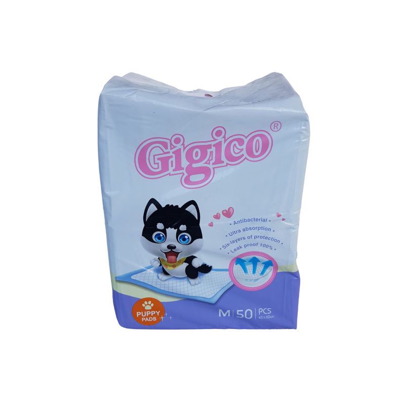 Хигиенни подложки / пелени за домашни любимци "Gigico", размер "M", 60 х 45 сантиметра, 50 броя