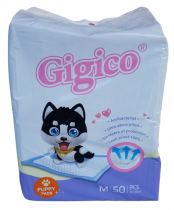 Хигиенни подложки / пелени за домашни любимци "Gigico", размер "M", 60 х 45 сантиметра, 50 броя