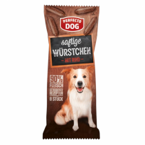Лакомство за кучета Перфекто дог / Perfecto dog саламчета 60 грама, 8 броя с вкус на говеждо месо