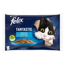 Храна за котки Феликс Фантастик / Felix Fantastic пауч - мултипак 4 броя х 0.85 грама с вкус на сьомга и писия в желе