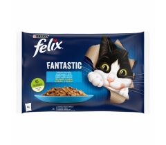 Храна за котки Феликс Фантастик / Felix Fantastic пауч - мултипак 4 броя х 0.85 грама с вкус на сьомга и писия в желе