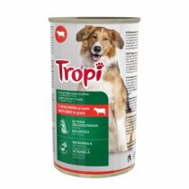 Храна за кучета Тропи / Tropi консерва 1.250 килограма с вкус на говеждо месо