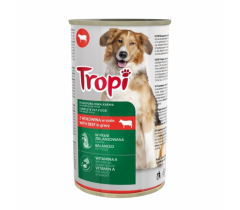 Храна за кучета Тропи / Tropi консерва 1.250 килограма с вкус на говеждо месо