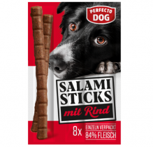 Лакомство за куче Перфекто Дог Саламени пръчици / Perfecto Dog Salami Sticks с вкус на говеждо месо 88 грама